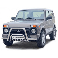 Защита переда ТехноСфора Низкая с усами нержавейка d63,5 c дополнительной защитой двигателя на Нива 4х4 Урбан Защита переда ТехноСфора Низкая с усами нержавейка d63,5 c дополнительной защитой двигателя на Нива 4х4 Урбан