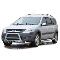 Защита переда с дополнительной защитой двигателя ТехноСфера нержавейка d63 на Ларгус