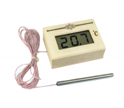 Термометр электронный для сауны ТЭС Pt в корпусе из липы с герметичным датчиком