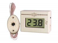 Термометр электронный для сауны ТЭС Pt в корпусе из липы с декоративным датчиком