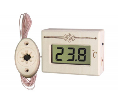 Термометр электронный для сауны ТЭС Pt в корпусе из липы с декоративным датчиком