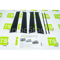 Комплект черных накладок (наклейки) стоек дверей на Рено Логан, Сандеро 2004-2013