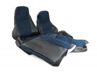 Обивка сидений (не чехлы) экокожа с алькантарой (цветная строчка Ромб/Квадрат) для ВАЗ 2107