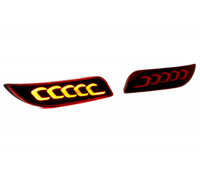 Диодные красные катафоты с узором 5 скоб для Приора 2 седан, хэтчбек с 2014 года