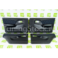 Заводские обивки дверей ЛЮКС-3 кожзам со вставкой из ткани с двойной строчкой Ромб для ВАЗ 2109, 21099, 2114, 2115