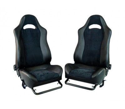 Комплект анатомического салона Recaro в сборе черная ткань (центр черная ткань 10мм) для ВАЗ 2111, 2112, Приора хэтчбек, универсал