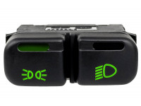 Кнопка включения наружного освещения АВАР с зеленой подсветкой и зеленой индикаций включения габаритов (секция фар без индикации) для ВАЗ 2113, 2114, 2115, Шевроле Нива