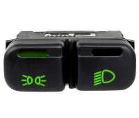 Кнопка включения наружного освещения АВАР с зеленой подсветкой и зеленой индикаций включения габаритов (секция фар без индикации) для ВАЗ 2113, 2114, 2115, Шевроле Нива