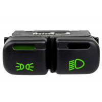 Кнопка включения наружного освещения АВАР с зеленой подсветкой и зеленой индикаций включения габаритов (секция фар без индикации) для ВАЗ 2113, 2114, 2115, Шевроле Нива