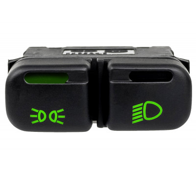 Кнопка включения наружного освещения АВАР с зеленой подсветкой и зеленой индикаций включения габаритов (секция фар без индикации) для ВАЗ 2113, 2114, 2115, Шевроле Нива