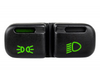 Кнопка включения наружного освещения АВАР с зеленой подсветкой и зеленой индикаций включения габаритов (секция фар без индикации) для ВАЗ 2113, 2114, 2115, Шевроле Нива Кнопка включения наружного освещения АВАР с зеленой подсветкой и зеленой индикаций включения габаритов (секция фар без индикации) для ВАЗ 2113, 2114, 2115, Шевроле Нива