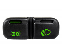 Кнопка включения наружного освещения АВАР с зеленой подсветкой и зеленой индикаций включения габаритов (секция фар без индикации) для ВАЗ 2113, 2114, 2115, Шевроле Нива