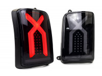 Задние светодиодные фонари Иксы (черные) с бегающим повторителем для Лада 4х4 (Нива) 21213, 21214, 2131, Урбан