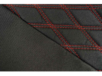 Обивка сидений (не чехлы) черная ткань, центр из ткани на подкладке 10 мм с цветной строчкой Ромб/Квадрат для Ларгус 5-местных