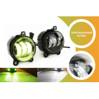 Двухрежимные светодиодные ПТФ Sal-Man Lime 50 W 4600 lux (бело-синий 6000К и Лайм) для Приора, Шевроле Нива после рестайлинга 2009 года, Лада 2123, ГАЗ ГАЗель