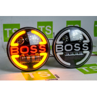 Светодиодные фары BOSS черные с повторителем поворотника и ДХО для ВАЗ 2101, 2102, Лада 4х4, Нива Легенд