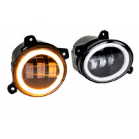 Диодные ПТФ 3000/6000К TheBestPartner с двухцветными ангельскими глазками для Калина, Калина 2, Гранта, Ларгус, Датсун до 2019 года