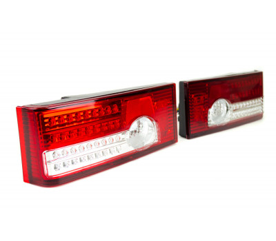 Задние диодные фонари красные с белой полосой и бегающим поворотником в стиле Лексус для ВАЗ 2108-21099, 2113, 2114
