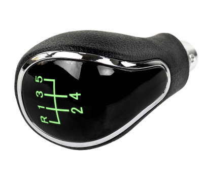 Ручка КПП Sal-Man в стиле Весты хром с зеленой подсветкой для Калина 2, Калина, Приора 2, Приора, Гранта, ВАЗ 2113-2115, 2110-2112, 2108-21099 с кулисой (прямоугольный шток)