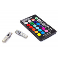 LED RGB лампы в габариты с пультом LightSpace T10 W5W