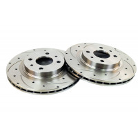 Вентилируемые передние тормозные диски Alnas Sport Euro 2112 R14 с насечками и перфорацией для Гранта, Гранта FL, Приора, Калина, Калина 2, ВАЗ 2110-2112, Датсун