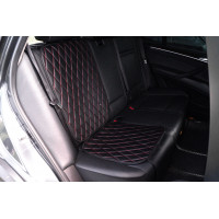 Универсальная защитная накидка из гладкой экокожи с одинарной цветной строчкой Ромб под детское кресло Универсальная защитная накидка из гладкой экокожи с одинарной цветной строчкой Ромб под детское кресло