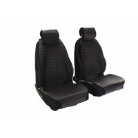 Универсальные защитные накидки передних сидений из экокожи (центр с перфорацией и одинарной цветной строчкой Квадрат)