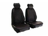 Универсальные защитные накидки передних сидений из экокожи (центр с перфорацией и одинарной цветной строчкой Соты)