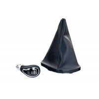 Ручка КПП Sal-Man в стиле Весты с пыльником из экокожи с черной строчкой для ВАЗ 2110, 2111, 2112 с кулисой Ручка КПП Sal-Man в стиле Весты с пыльником из экокожи с черной строчкой для ВАЗ 2110, 2111, 2112 с кулисой