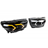 Фары в стиле АМГ с 4 би-лед линзами ДХО и динамическим поворотником для Веста Фары в стиле АМГ с 4 би-лед линзами ДХО и динамическим поворотником для Веста