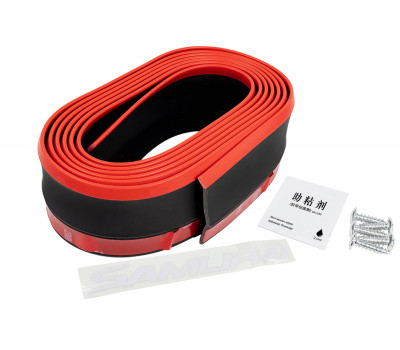 Универсальная резиновая губа Самурай черная с красным кантом на передний бампер