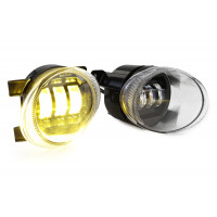 Двухцветные диодные ПТФ Sal-Man 50W 3 линзы (бело-синий 6000К и желтый 3000К) для Фольксваген Джетта 6, Гольф 6, Туарег 2, Тигуан 2, Кедди 3