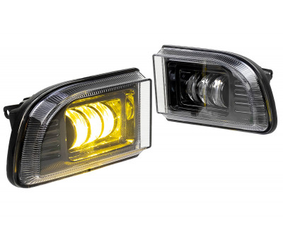 Двухцветные светодиодные ПТФ sal-man (бело-синий 6000К и желтый 3000К) 50w для Шевроле Лачетти 2004-2013 года седан, универсал