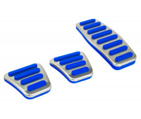 Накладки на педали Sal-Man с синими резиновыми вставками под МКПП и Е-газ BOSCH (12 см) для Калина, Приора, Гранта, Лада 4х4 с 2020 года, Нива Легенд, Тревел, Шевроле Нива, ВАЗ 2114-2115, Датсун