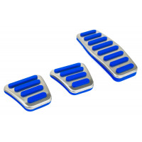 Накладки на педали Sal-Man с синими резиновыми вставками под МКПП и Е-газ BOSCH (12 см) для Калина, Приора, Гранта, Лада 4х4 с 2020 года, Нива Легенд, Тревел, Шевроле Нива, ВАЗ 2114-2115, Датсун