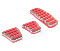 Накладки на педали Sal-Man с красными резиновыми вставками под МКПП и Е-газ BOSCH (12 см) для Калина, Приора, Гранта, Лада 4х4 с 2020 года, Нива Легенд/Тревел, Шевроле Нива, ВАЗ 2114-2115, Датсун Накладки на педали Sal-Man с красными резиновыми вставками под МКПП и Е-газ BOSCH (12 см) для Калина, Приора, Гранта, Лада 4х4 с 2020 года, Нива Легенд/Тревел, Шевроле Нива, ВАЗ 2114-2115, Датсун