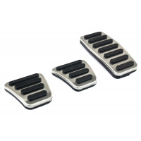 Накладки на педали Sal-Man с черными резиновыми вставками под МКПП и Е-Газ Рикор (10 см) для Калина, Приора, Гранта, Лада 4х4 с 2020 года, Нива Легенд/Тревел, Шевроле Нива, ВАЗ 2114-2115, Датсун