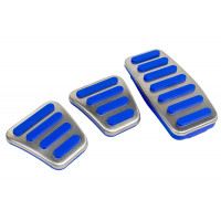 Накладки на педали Sal-Man с синими резиновыми вставками под МКПП и Е-Газ Рикор (10 см) для Калина, Приора, Гранта, Лада 4х4 с 2020 года, Нива Легенд, Тревел, Шевроле Нива, ВАЗ 2114-2115, Датсун