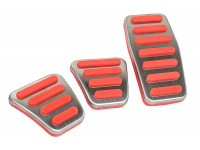 Накладки на педали Sal-Man с красными резиновыми вставками под МКПП и Е-Газ Рикор (10 см) для Калина, Приора, Гранта, Лада 4х4 с 2020 года, Нива Легенд, Тревел, Шевроле Нива, ВАЗ 2114-2115, Датсун