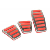 Накладки на педали Sal-Man с красными резиновыми вставками под МКПП и Е-Газ Рикор (10 см) для Калина, Приора, Гранта, Лада 4х4 с 2020 года, Нива Легенд, Тревел, Шевроле Нива, ВАЗ 2114-2115, Датсун