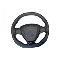 Анатомический руль в стиле Приоры полностью обшитый экокожей с синей строчкой и черной лаковой вставкой для Лада 4х4, Нива Легенд, ВАЗ 2101-2107 Анатомический руль в стиле Приоры полностью обшитый экокожей с синей строчкой и черной лаковой вставкой для Лада 4х4, Нива Легенд, ВАЗ 2101-2107