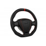 Анатомический руль в стиле Приоры полностью обшитый экокожей с красной строчкой и черной лаковой вставкой для Приора, Калина, Гранта, Нива Тревел, Шевроле Нива, ВАЗ 2110-2112 с европанелью