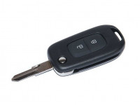 Выкидной ключ замка зажигания HITAG AES на 2 кнопки с хром логотипом для Рено Дастер, Меган с 2016 года
