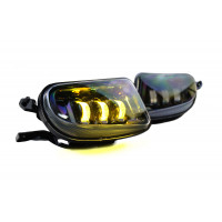 Диодные двухцветные ПТФ Sal-Man 50W 3 линзы (бело-синий 6000К и желтый 3000К) для Мерседес Бенц C, CLK, E Диодные двухцветные ПТФ Sal-Man 50W 3 линзы (бело-синий 6000К и желтый 3000К) для Мерседес Бенц C, CLK, E