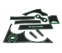 Комплект противоскользящих ковриков Off-Road Pioneer с белой, светящийся в темноте окантовкой для Шевроле Нива, Лада Нива Тревел