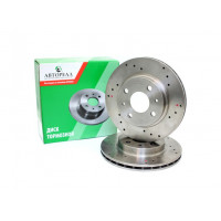 Вентилируемые тормозные диски АвтоРеал R13 без насечек, с перфорацей для Гранта, Гранта FL, Калина, ВАЗ 2110-2112
