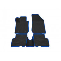Салонные резиновые ковры Rezkon 3D в стиле EVA с ячейками Ромб и синим кантом для 5-местных Ларгус FL