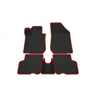 Салонные резиновые ковры Rezkon 3D в стиле EVA с ячейками Ромб и красным кантом для ВАЗ 2101-2107 Салонные резиновые ковры Rezkon 3D в стиле EVA с ячейками Ромб и красным кантом для ВАЗ 2101-2107