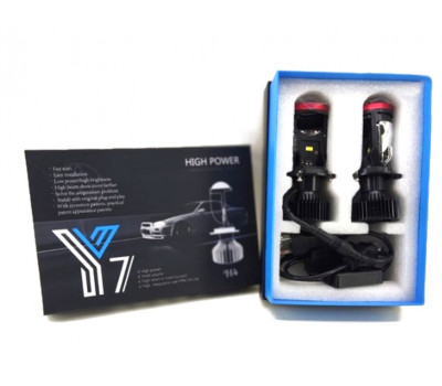 Комплект светодиодных ламп головного света MINI линза Y7D-H4 12-30v для Ларгус, Гранта, ВАЗ 2113-2115, 2108-21099, 2101-2107, Лада 4х4 (Нива)