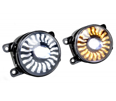 Диодные ПТФ EALights с линзой, регулировкой и ДХО-лопасти с функцией поворотника для Гранта FL, Веста, Веста NG, Икс Рей, Ларгус FL, Нива Урбан, Рено